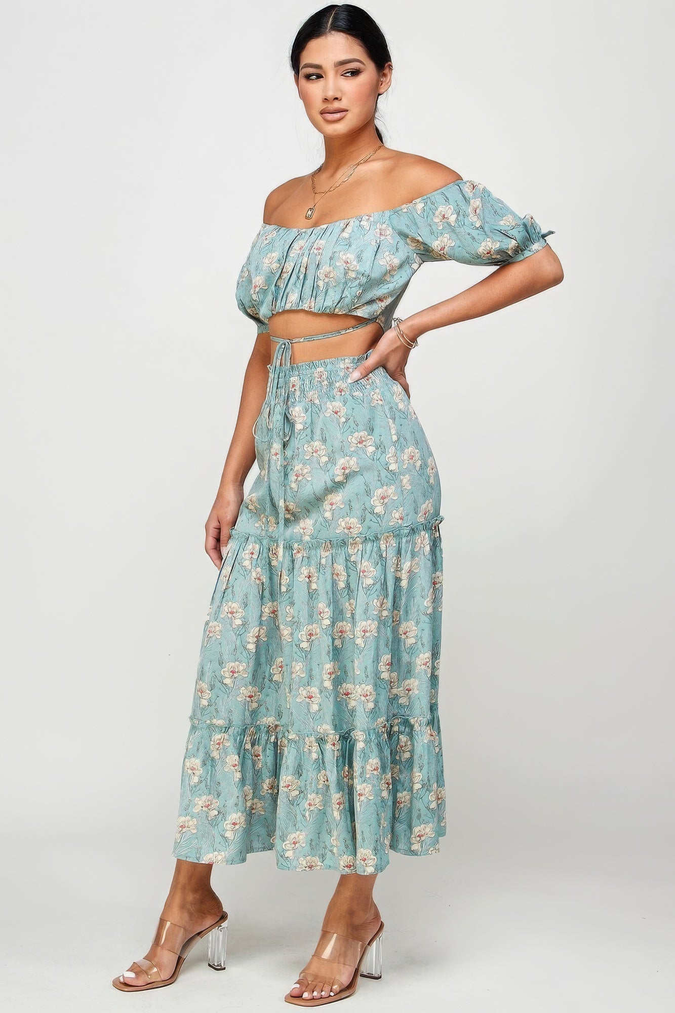 Floral Top Skirt Set