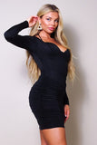 Minivestido SEXY de manga larga con corsé y lazo halter