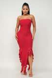 Solid Bottom Ruffle  Maxi Dress