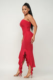 Solid Bottom Ruffle  Maxi Dress