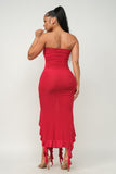 Solid Bottom Ruffle  Maxi Dress