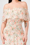 Floral Chiffon Off Shoulde Ruffled Tiered Maxi Dress