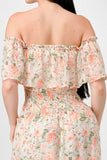 Floral Chiffon Off Shoulde Ruffled Tiered Maxi Dress