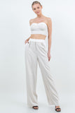 Tube Crop Top With 2 Pocket Wide Leg Pant Suit Set