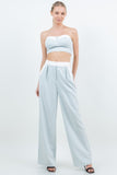 Tube Crop Top With 2 Pocket Wide Leg Pant Suit Set