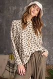 Leopard Printed Garment Dye Loose Fit Knit Top