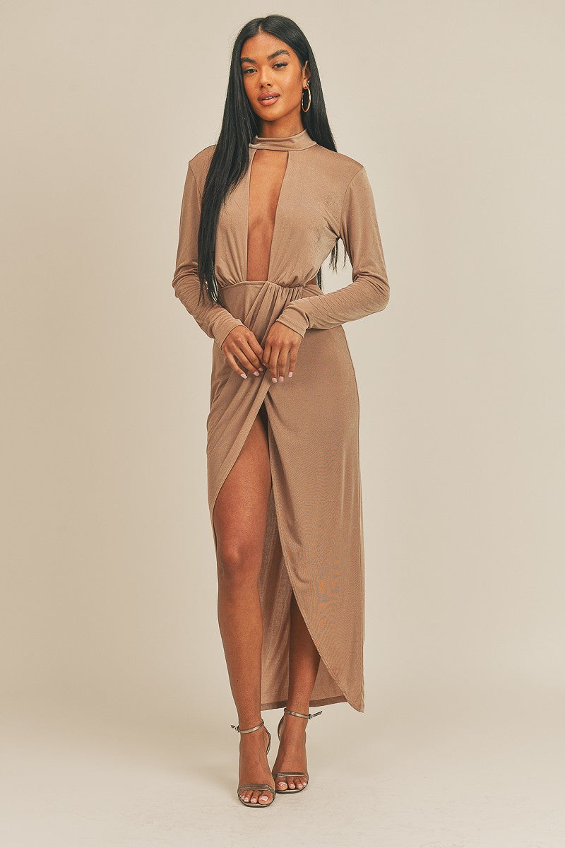 Pecan Brown Open Front Dress – Yarazaya Pecan Brown Open Front Dress – Yarazaya