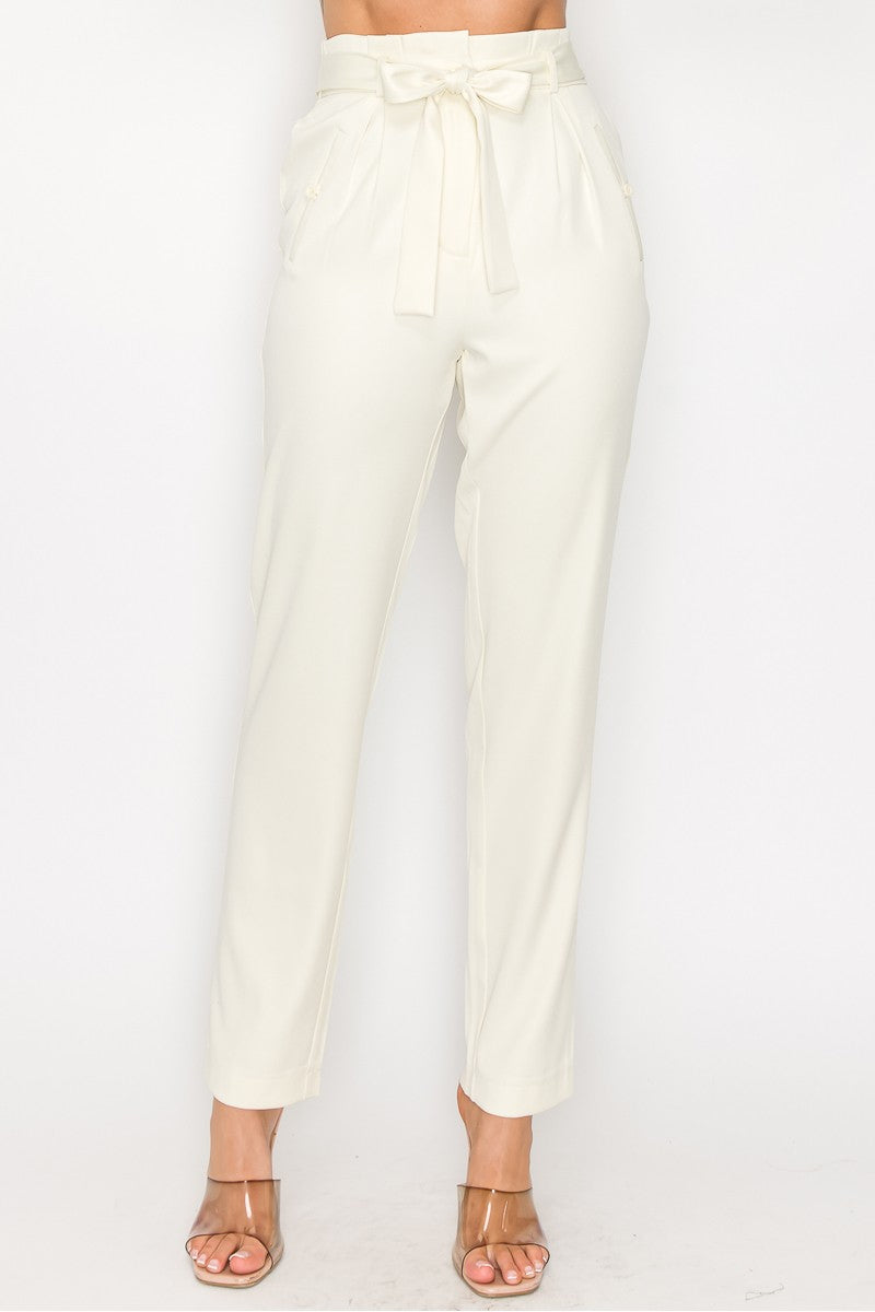 High-rise Belted Pants