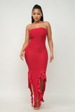 Solid Bottom Ruffle  Maxi Dress