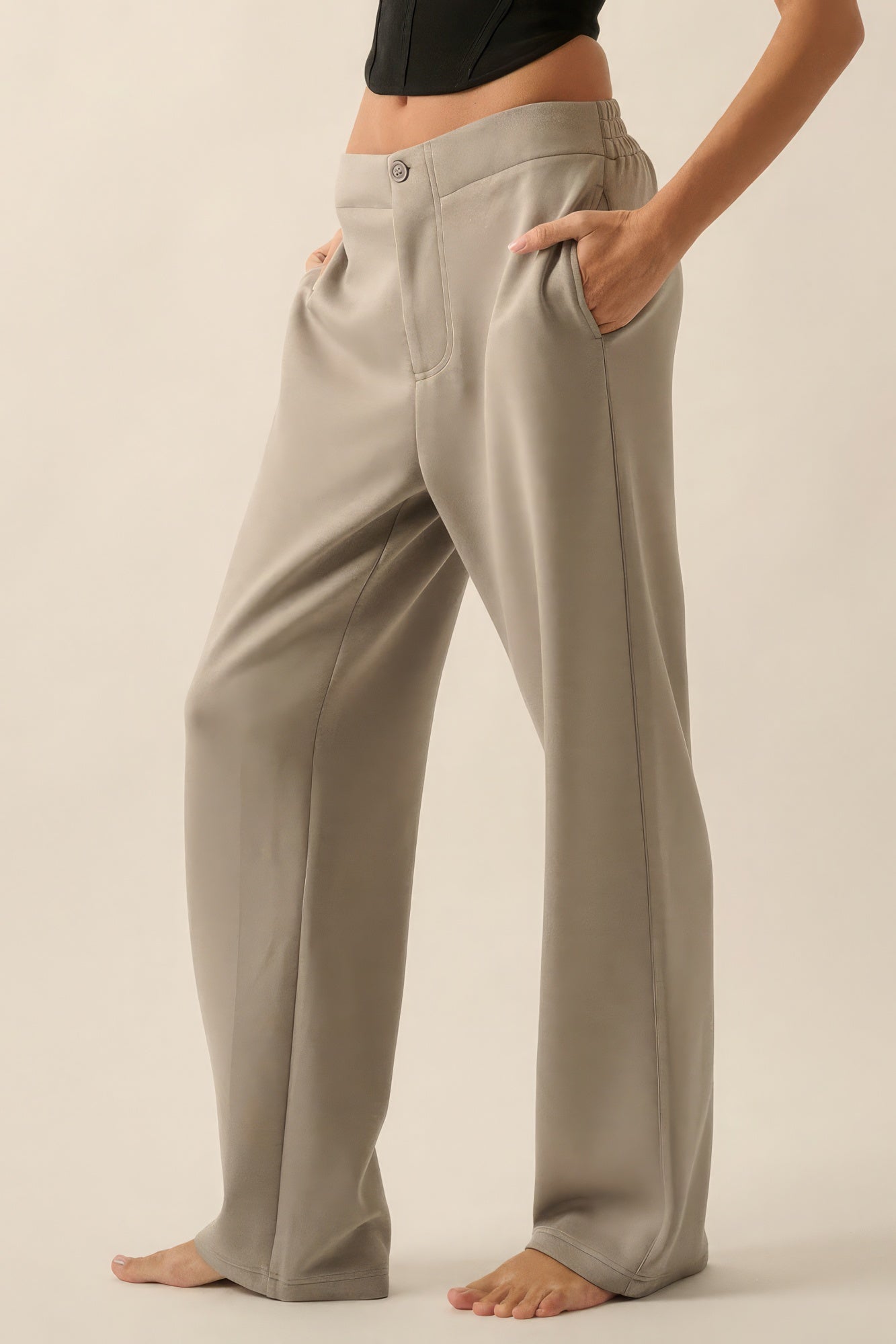 Premium Scuba High Waist Button Zip Up Fly Pants
