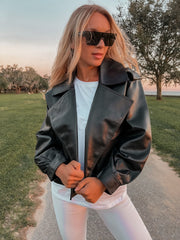 Black Faux Leather Jacket – Yarazaya